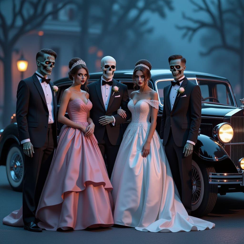 Zombie Prom Night Extravaganza with Skeleton Chauffeur