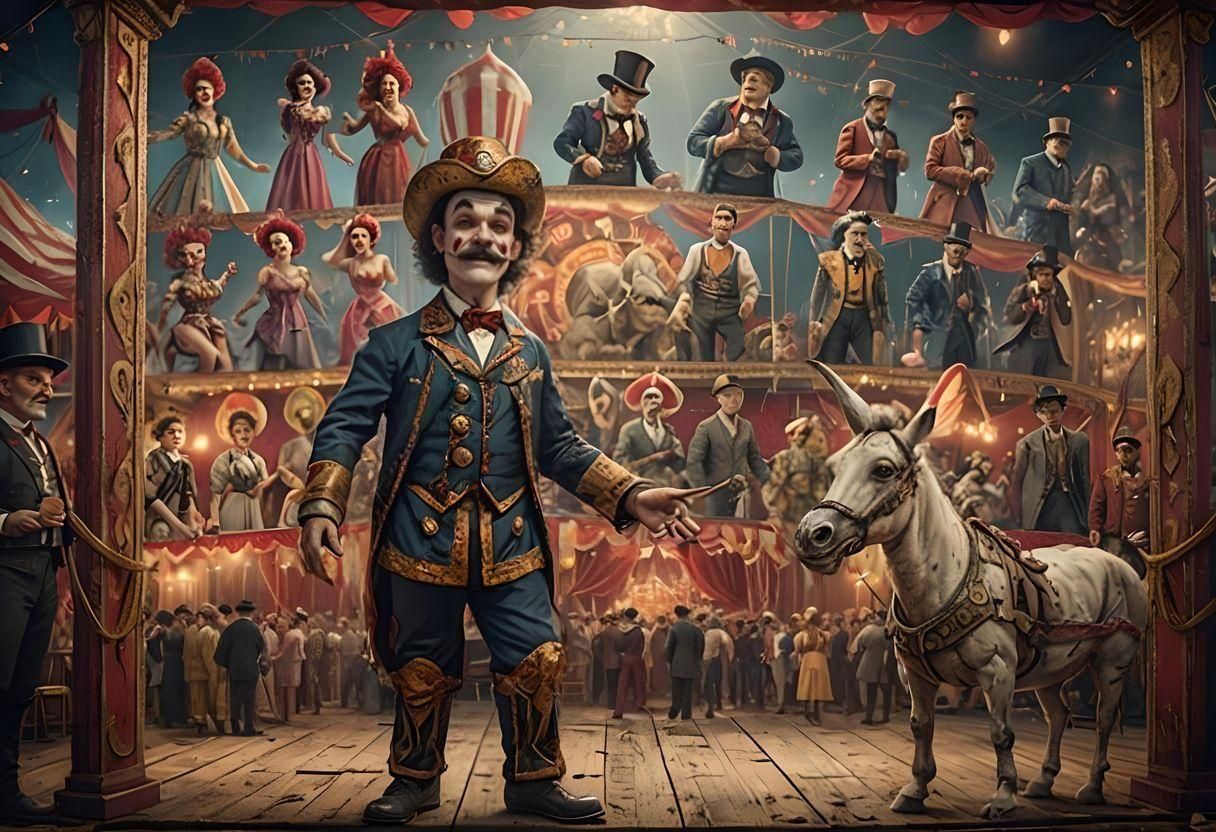 Vintage Circus Interior with Detailed Matte Painting