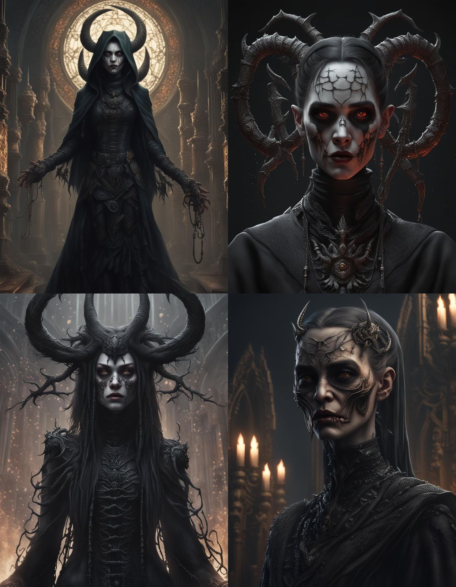 Gothic Alien Woman in Hyperrealistic Digital Art