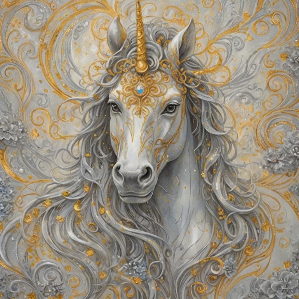 Dreamy Unicorn Face with Mystical Swirls