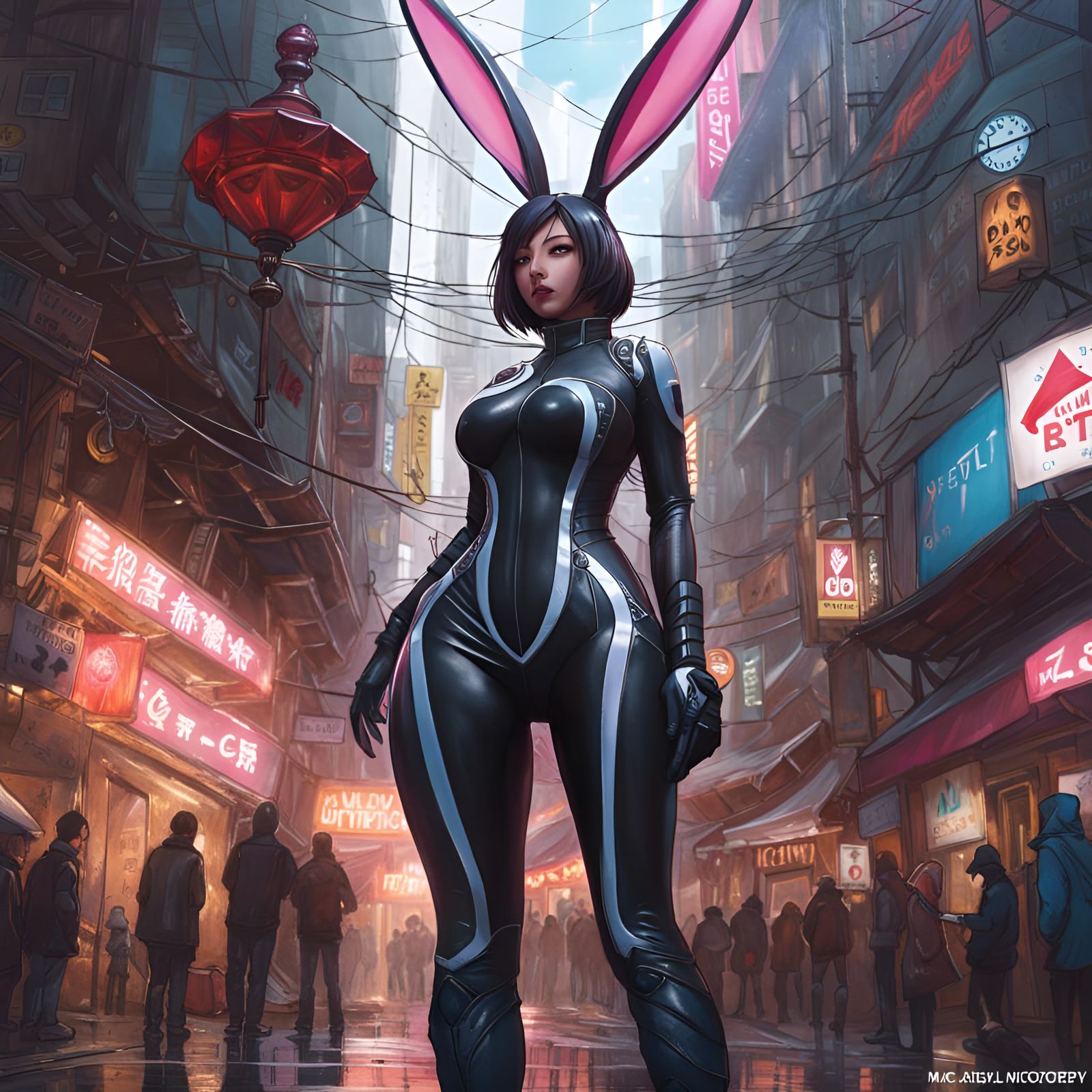 Anime Girl in Bunny Suit: Hyperdetailed Fantasy Art