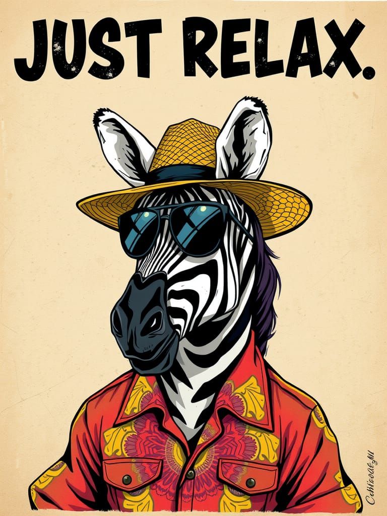 Stylish Zebra Poster in Graphic Novel Style