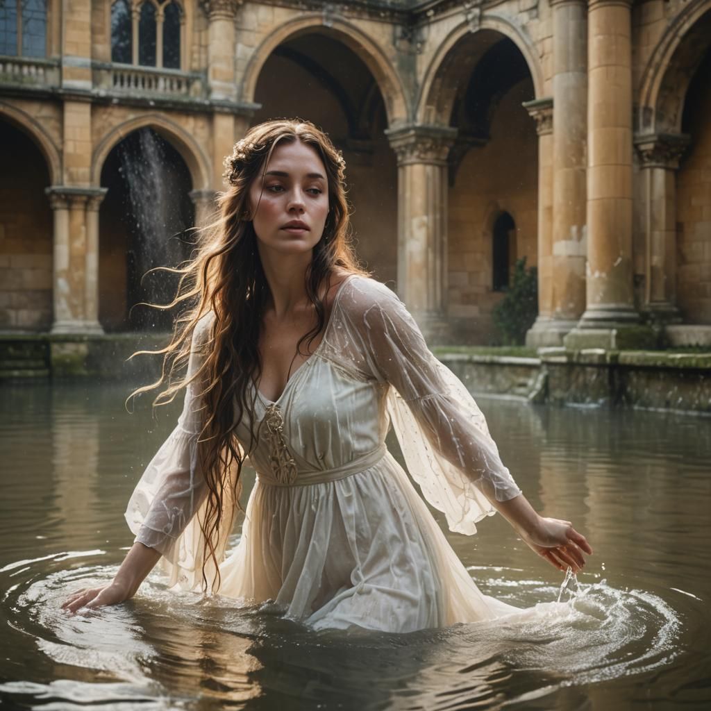 Ondine Emerging from Roman Bath: Neo-Romantic Realism