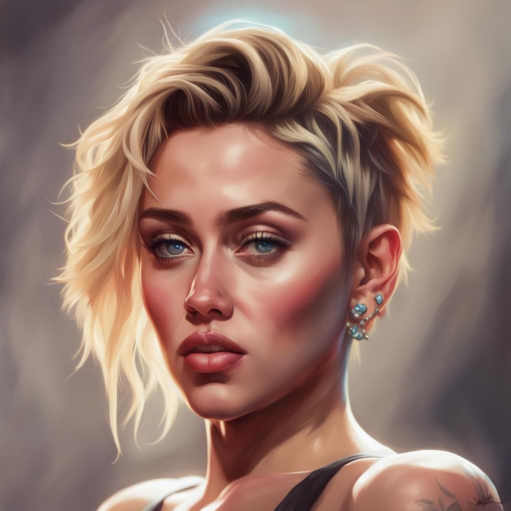 Miley Cyrus Portrait in Art Nouveau Style