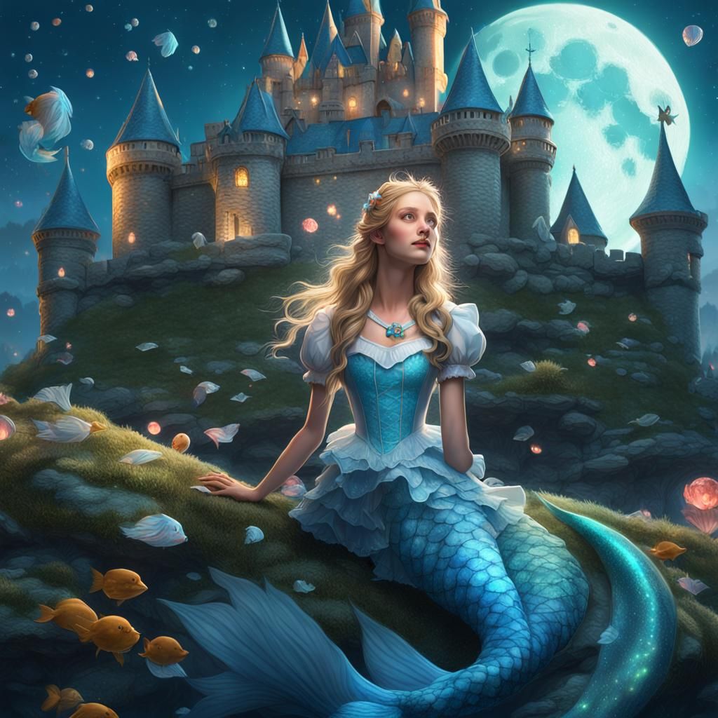 Alice in Wonderland Mermaid Portrait in Hyperrealism