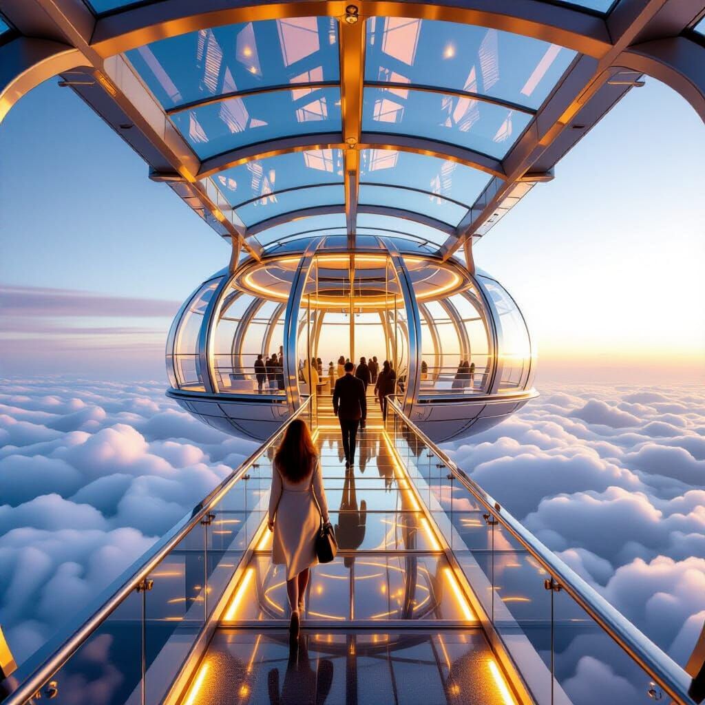 Opulent Crystal Palace Skysailer Above the Clouds