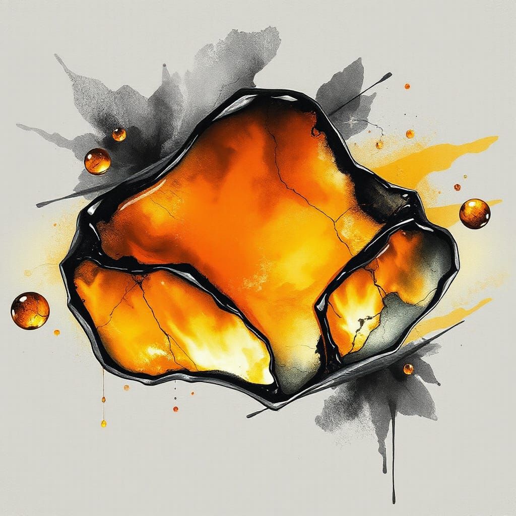 Lavish Amber Paradise in Surreal Charcoal Style