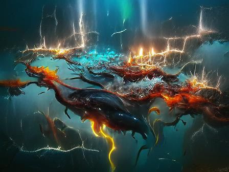 Flaming Lightning Illuminates Abyss Leviathan