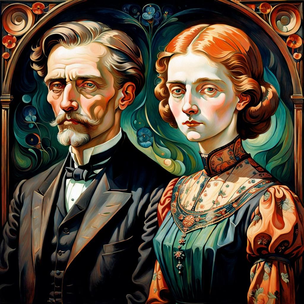 Portrait in Jugendstil Style Exploring Themes of Beauty