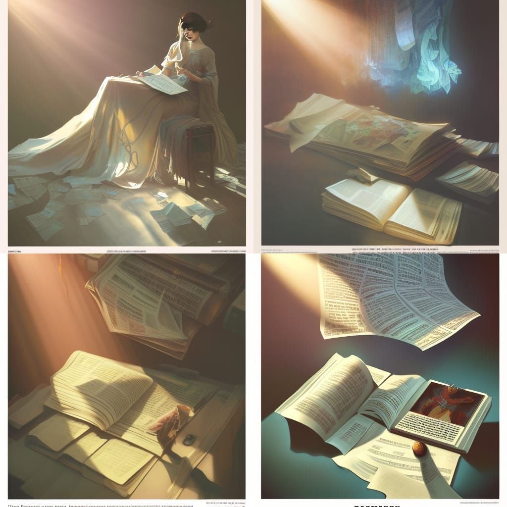 Sunlit Paper Ephemera in Art Nouveau Style