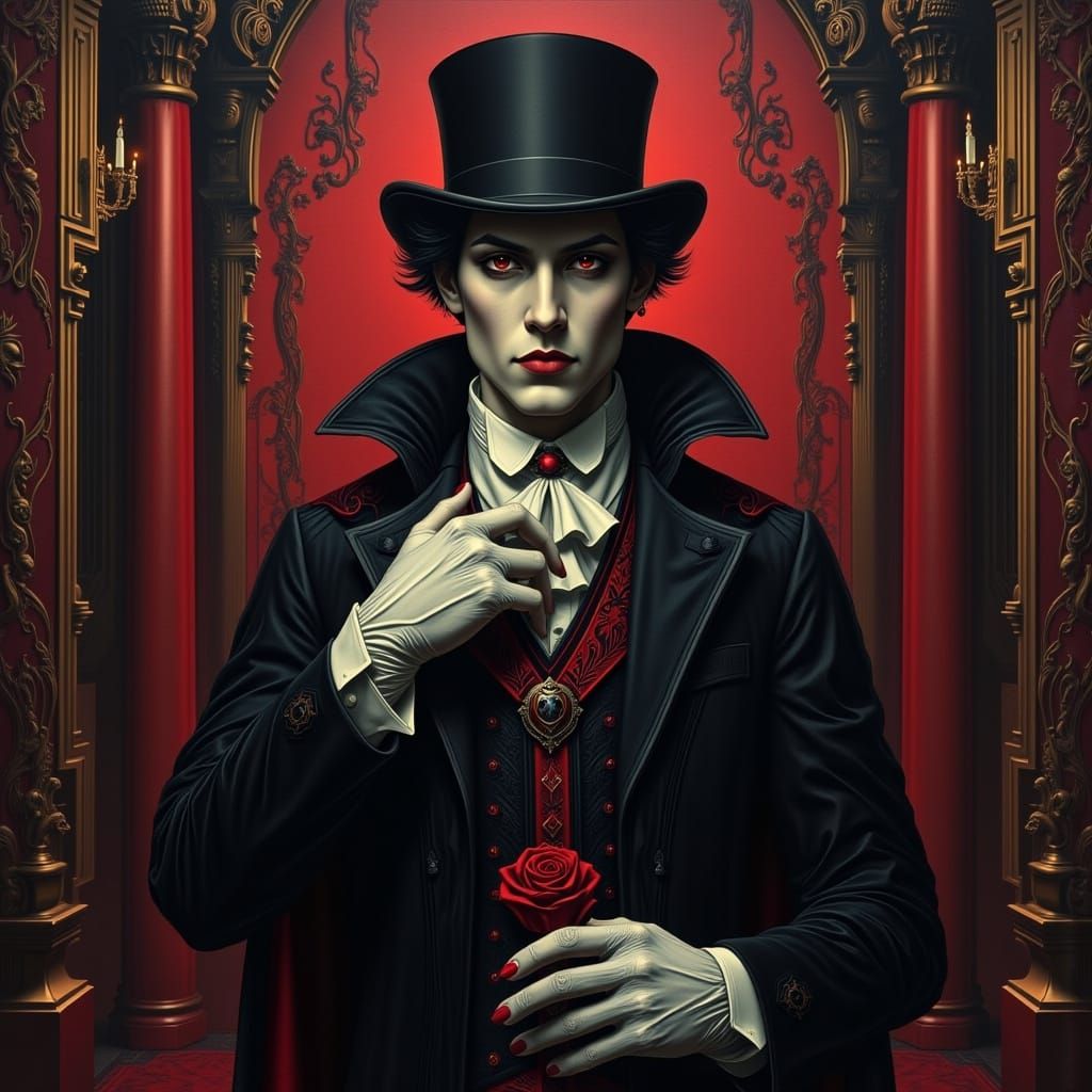 Shakespeare as Vampire in Art Deco Surrealism