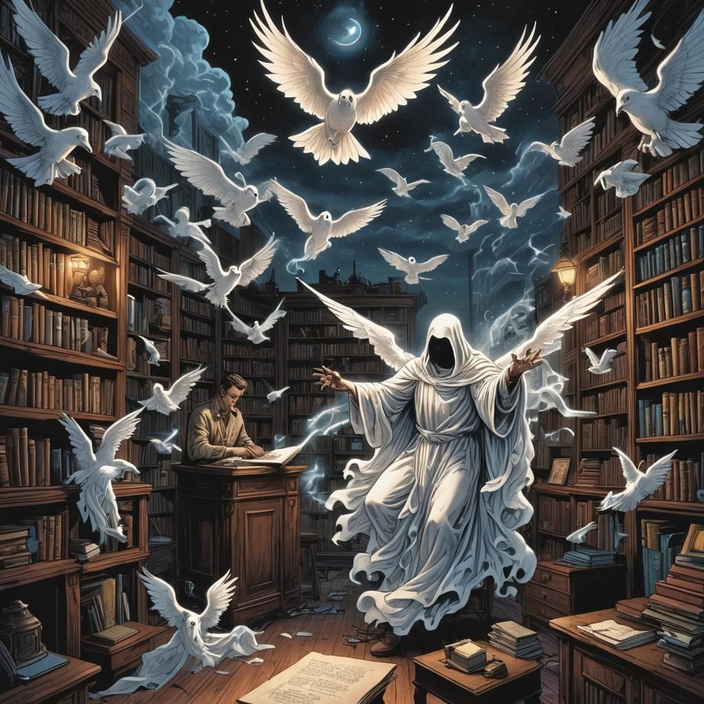 Ghosts Teach Poet at Night, Comic Book Art