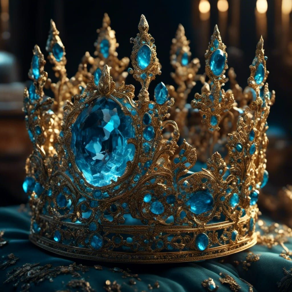 Ornate King's Crown with Jewels in Hyperreal Detail