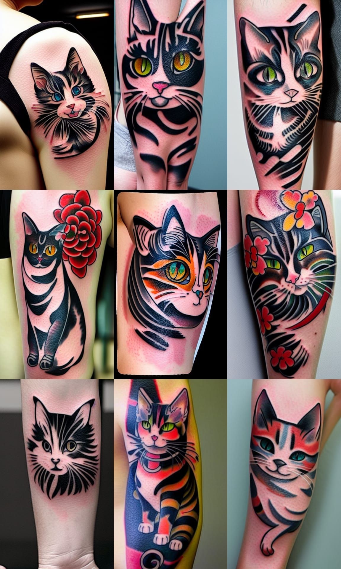 Calico Cat Japanese Tattoo Art