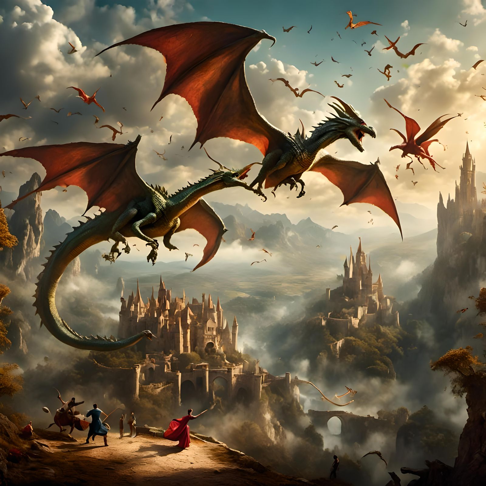 Epic Dragon vs Pterodactyl Aerial Battle