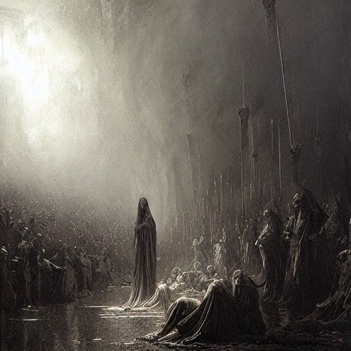 Horrifying Roman Figure in Dark Illustration Style