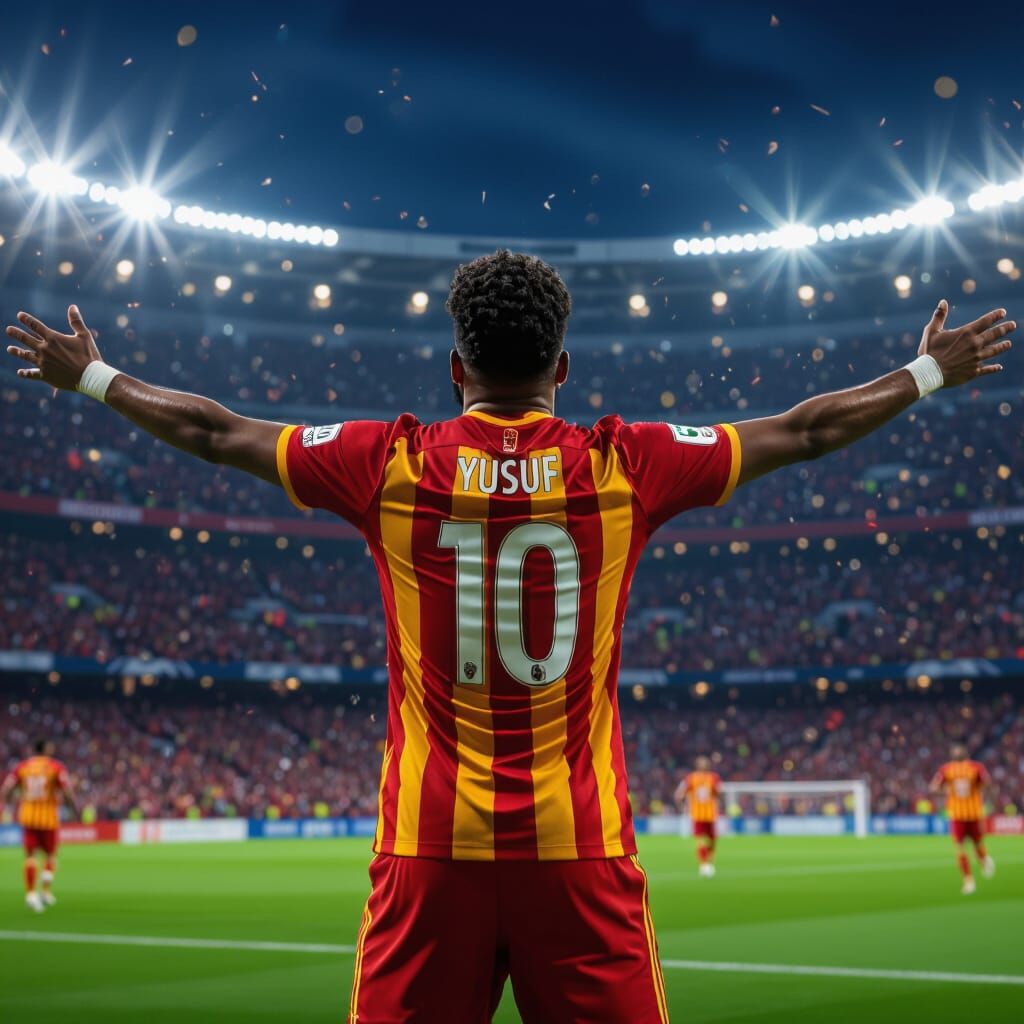 Yusuf Scores Winning Goal in Night Stadium Celebration
