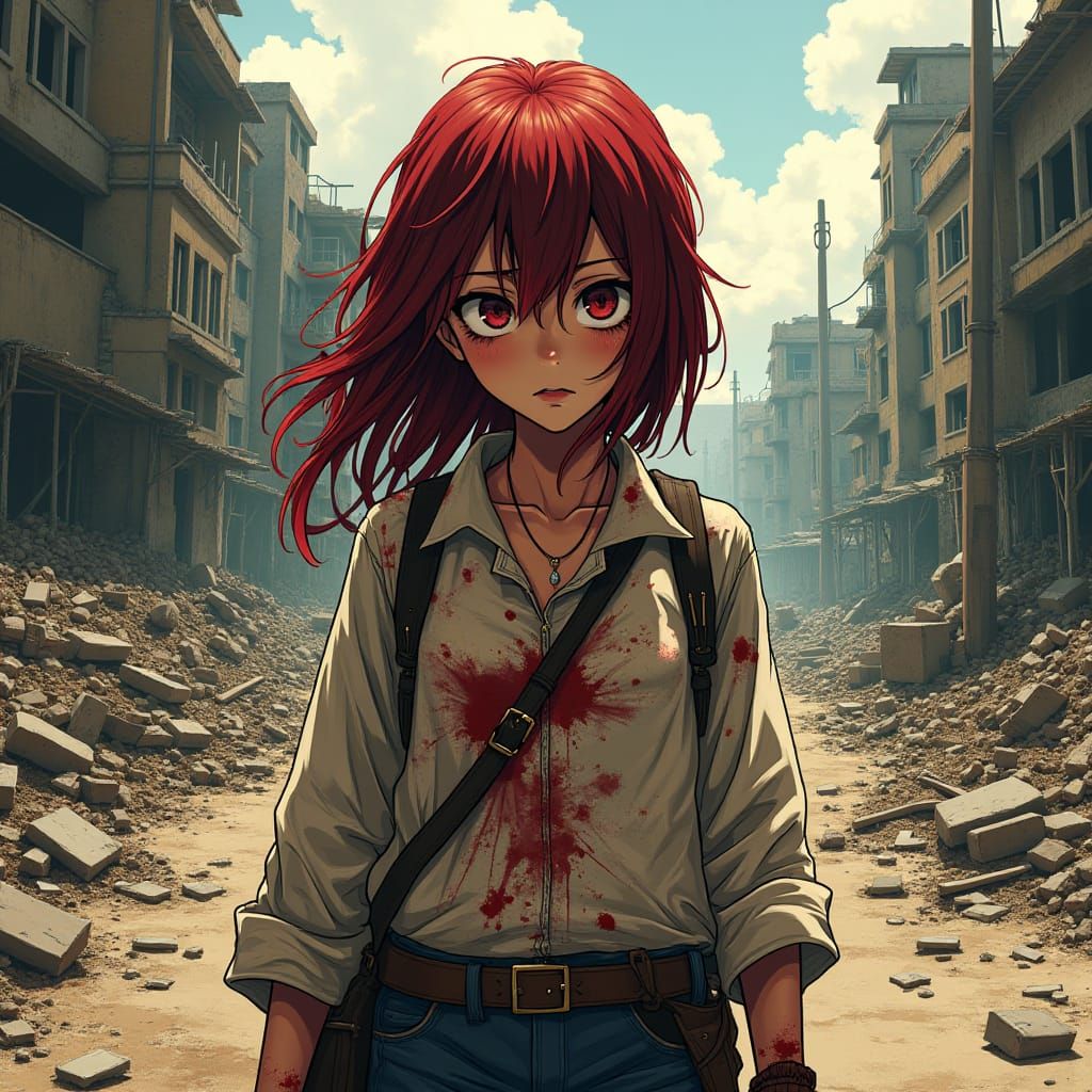 Post-Apocalyptic Girl in Anime Style