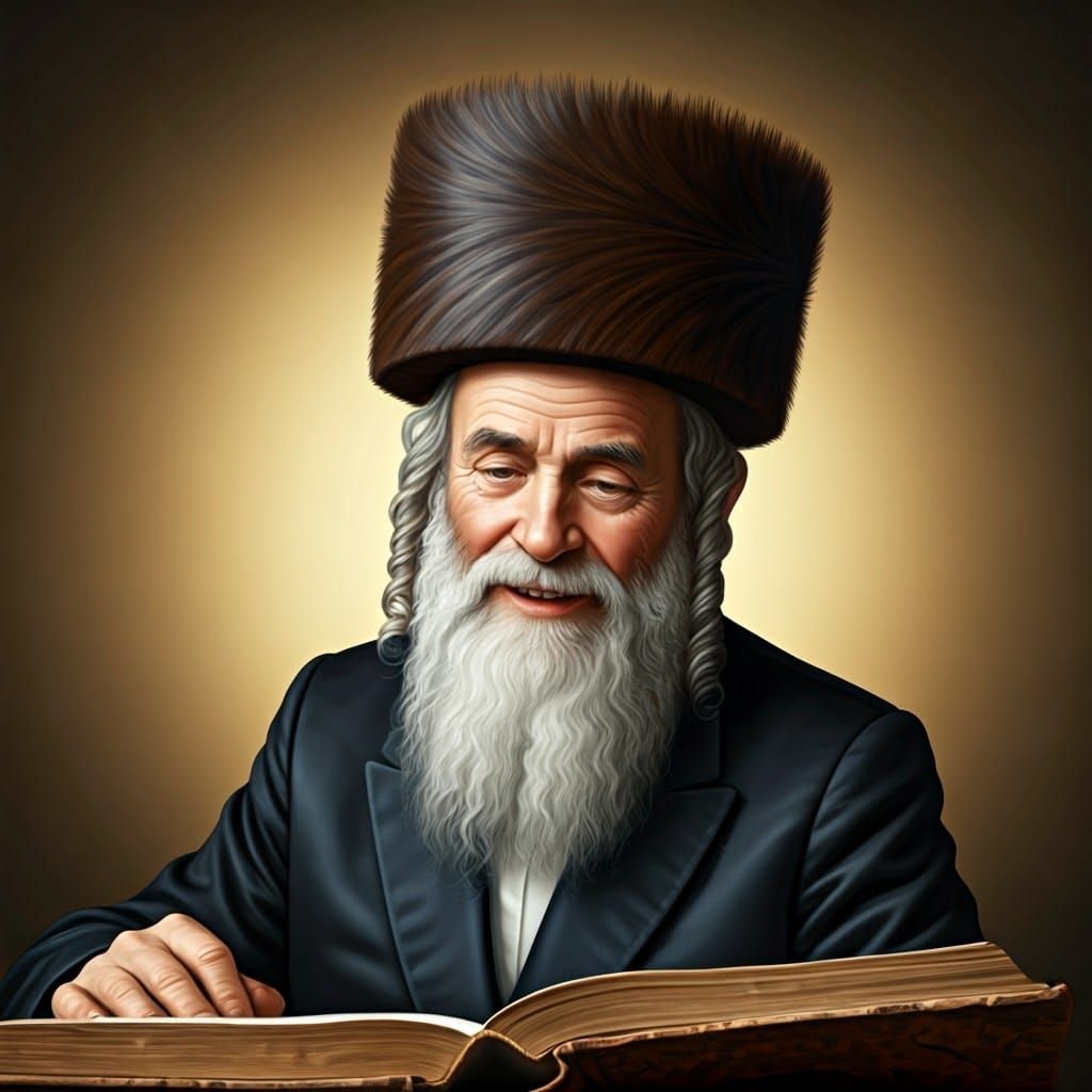 Dignified Rabbi Learns with Joy in Elegant Baroque Style