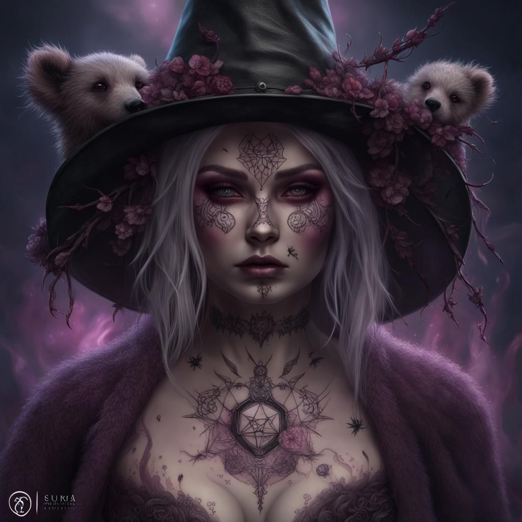 Cursed Slavic Rune Bear Witch Portrait