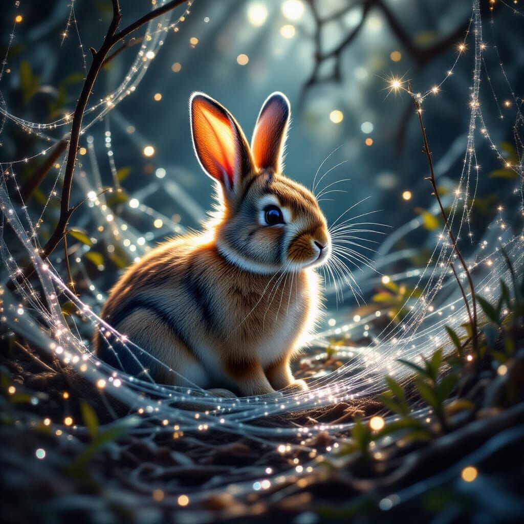 Bewildered Rabbit in Gossamer Strands