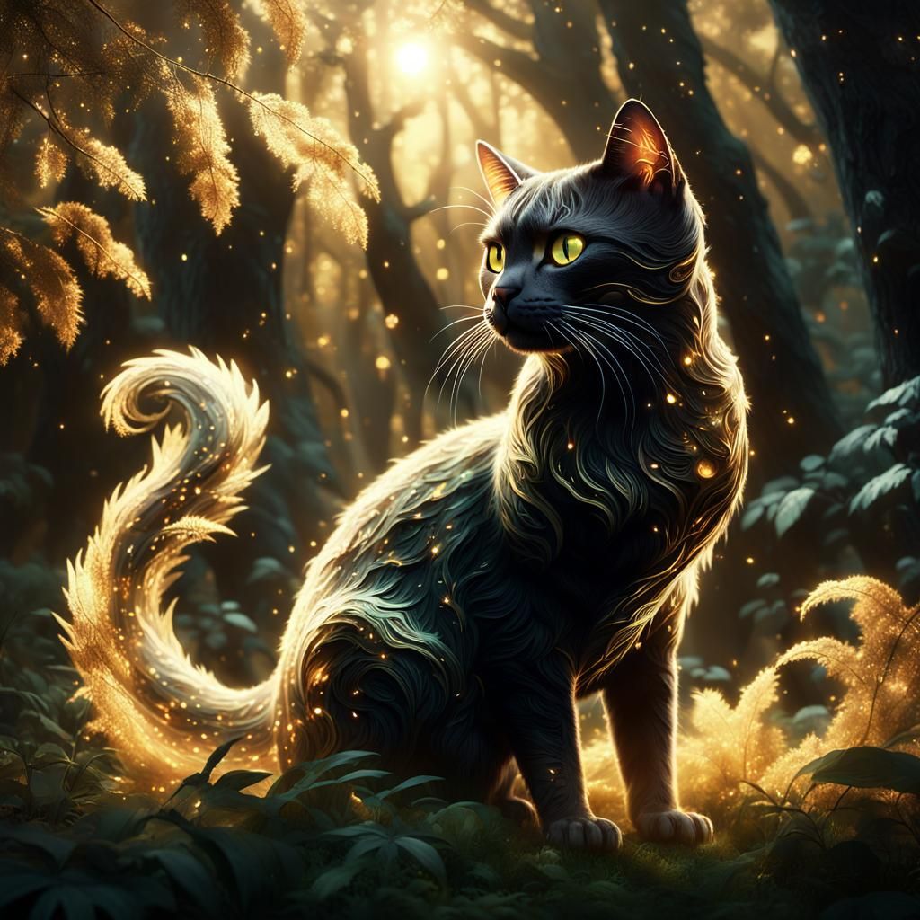 Translucent Cat Reveals Forest Landscape