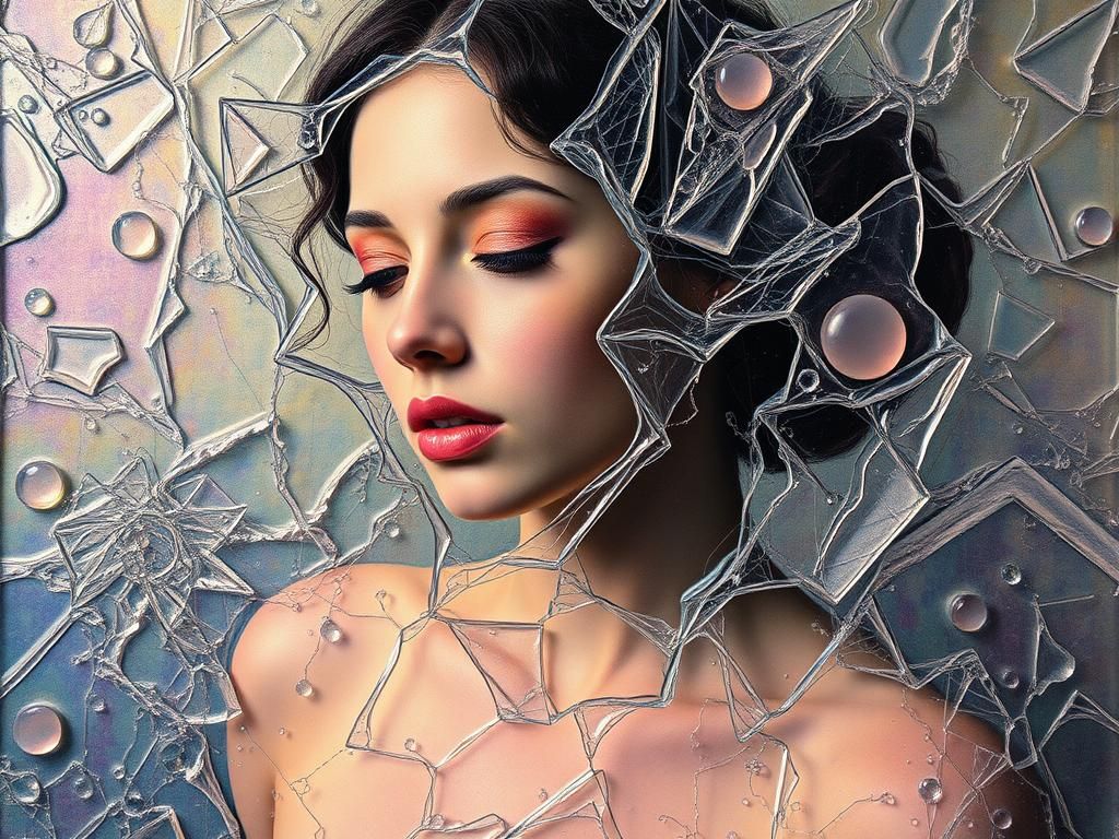 Dimensional Abstract Art with Embossed Glass Texture