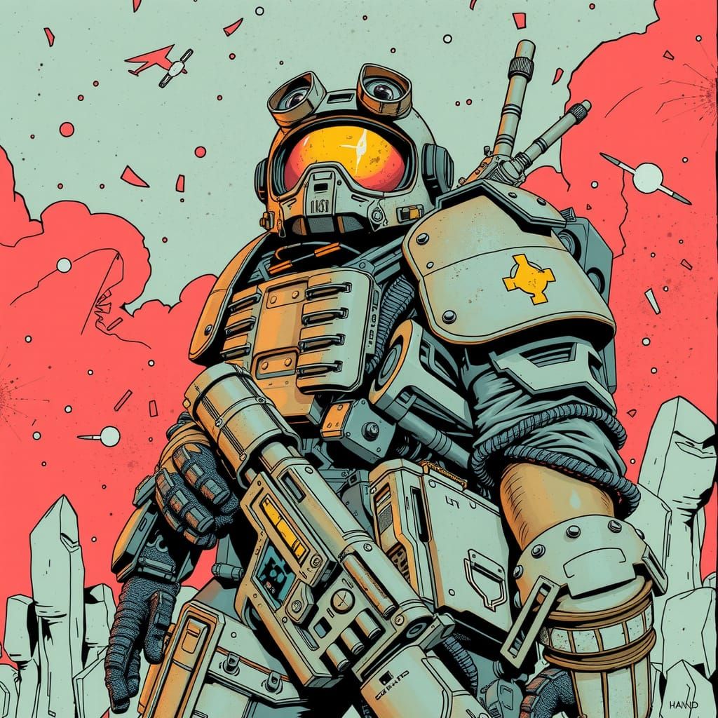 Diesel-Punk Fallout Explorer in Moebius Style