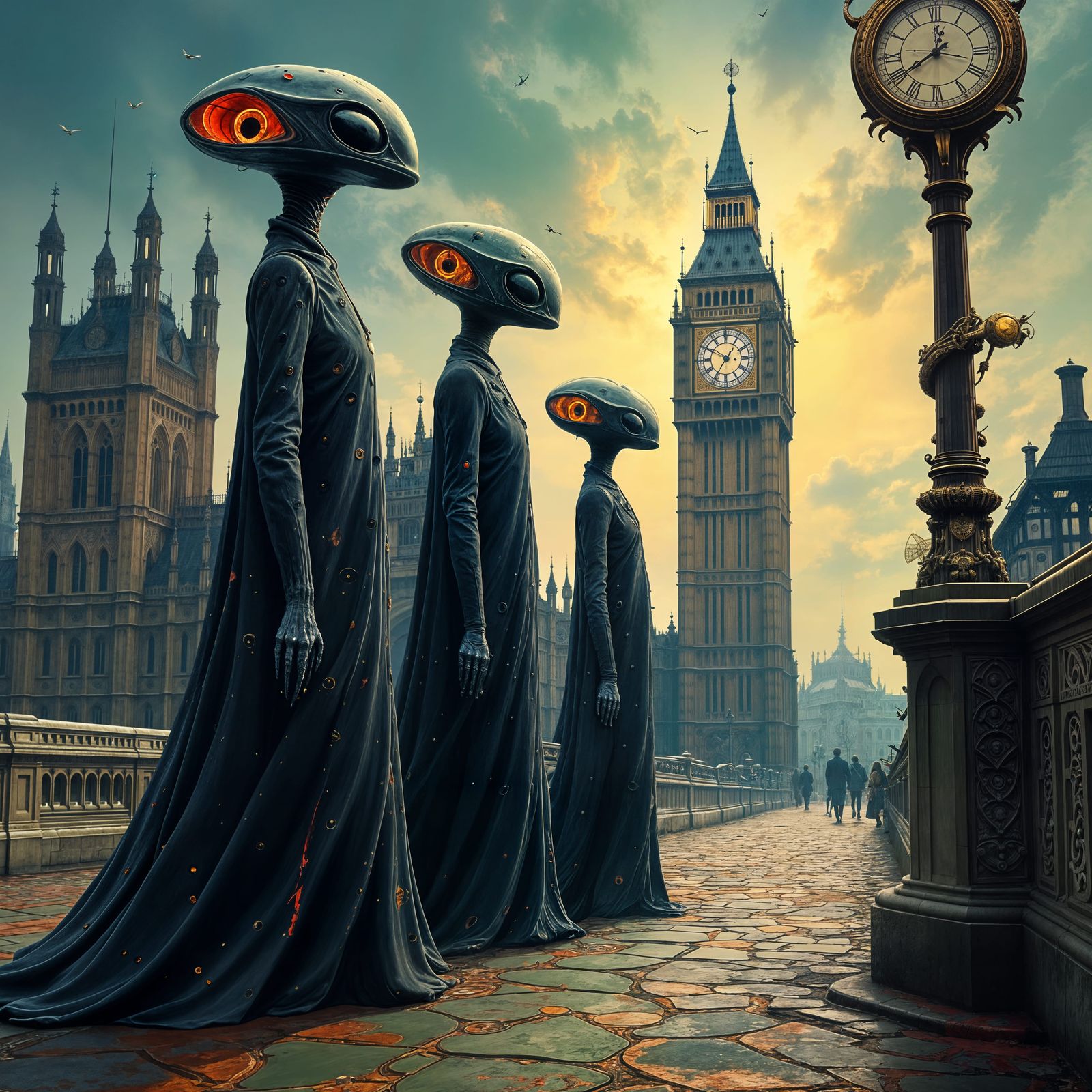 Surrealist Aliens Beside London's Iconic Big Ben