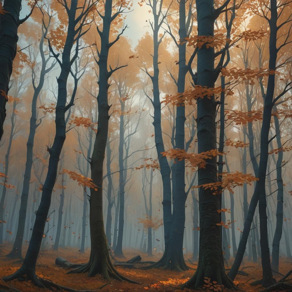 Mystical Autumn Forest in the Style of Stalenhag