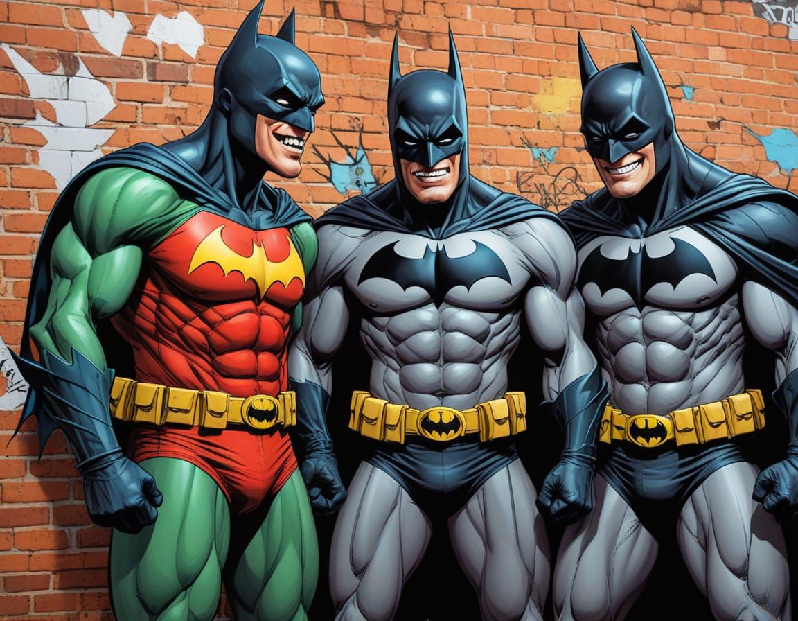 Batman Laughing Graffiti in Comic Book Style