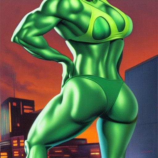 She Hulk Twerking in Dystopian Metropolis
