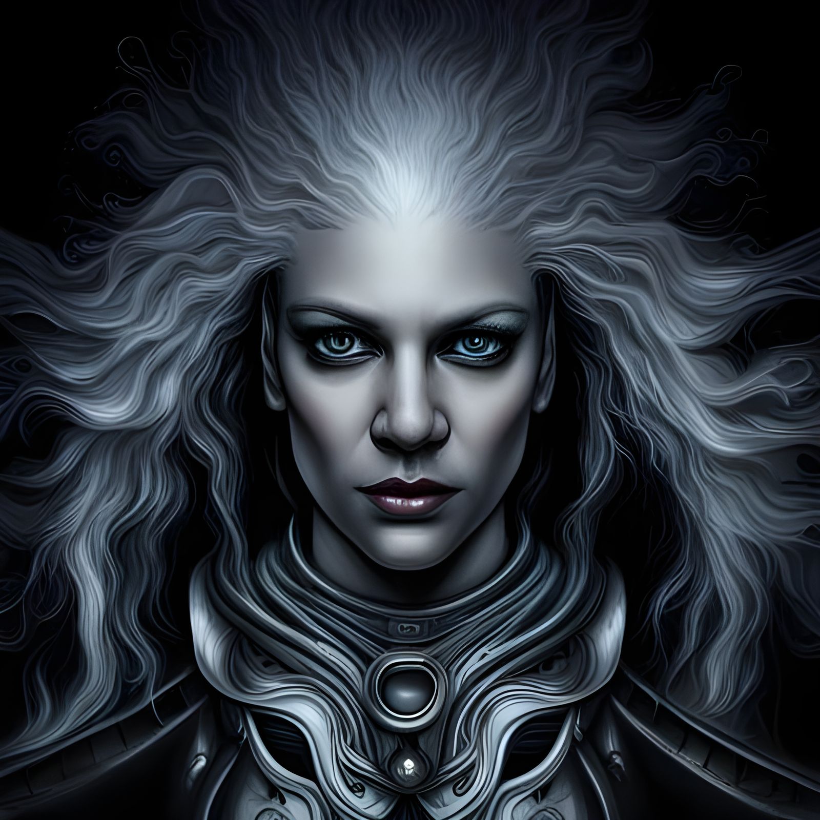 Sinister AI Chatbot Face, Dark Fantasy Art