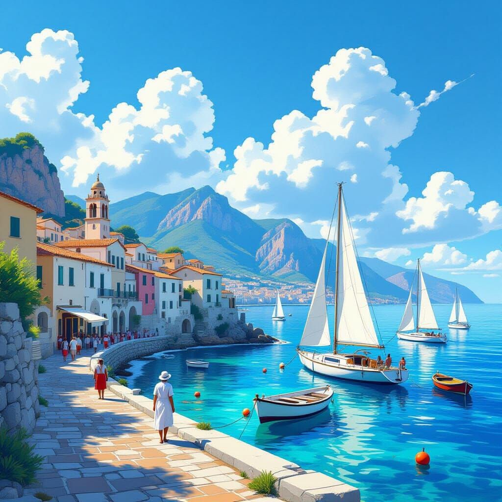 Mediterranean Coastline: A Realistic Coastal Scene