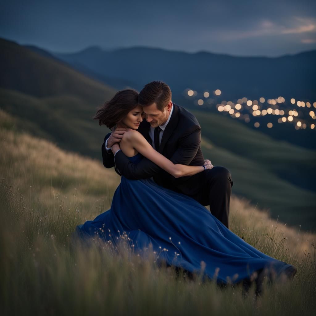 Man and Woman Stargazing on Mountain, Professional Photograp...