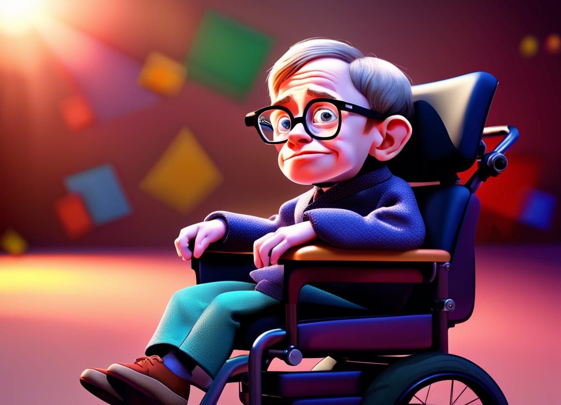 Stephen Hawking as Toddler: Pixar Style 3D Render