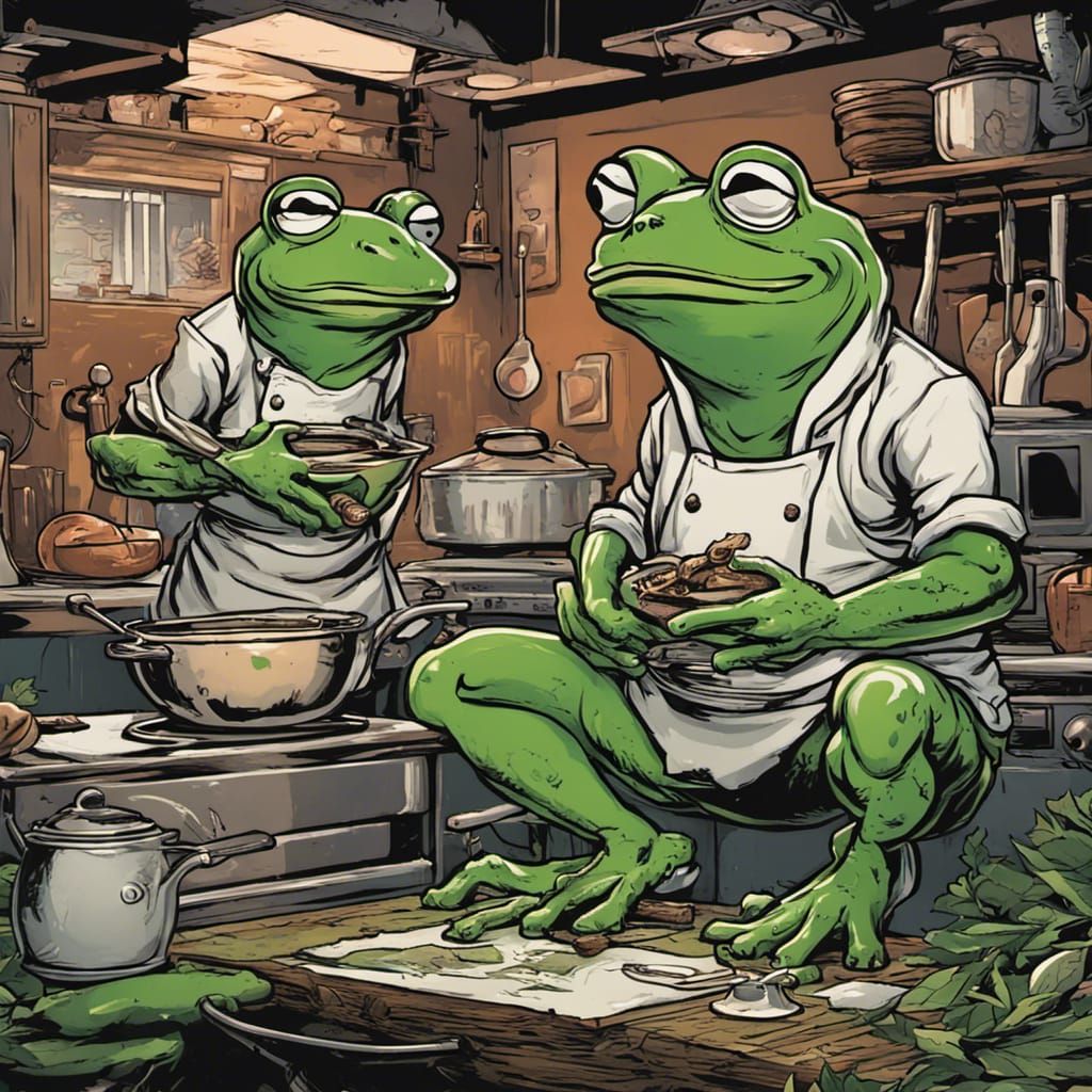 Cartoon Frog Chef in Comic Book Style