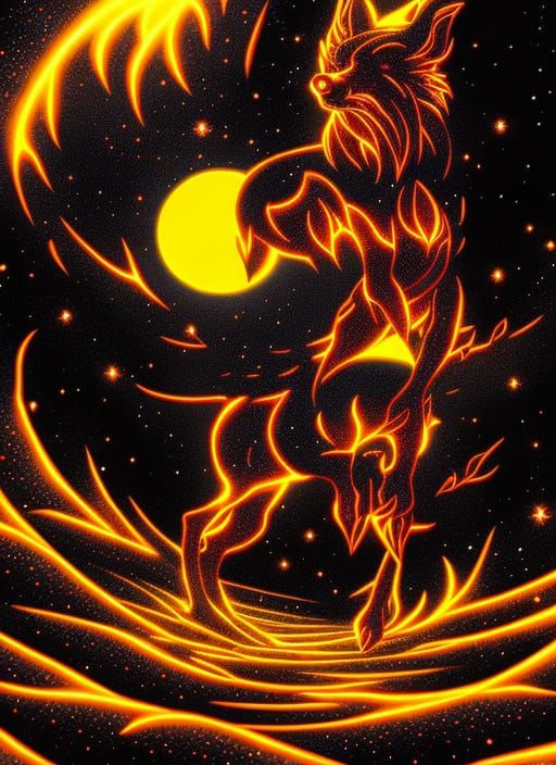 Amber Wolf Elemental Digital Artwork