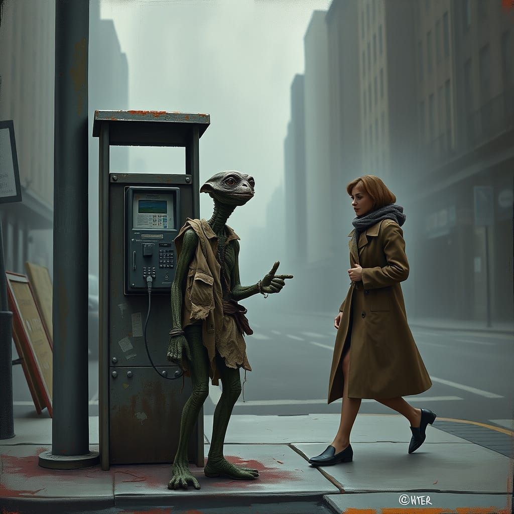 Homeless E.T. Begs for Change on Street Corner