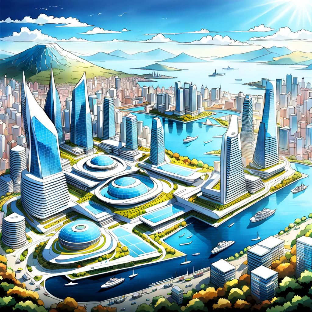 Futuristic Cityscape: Greece Meets Korea