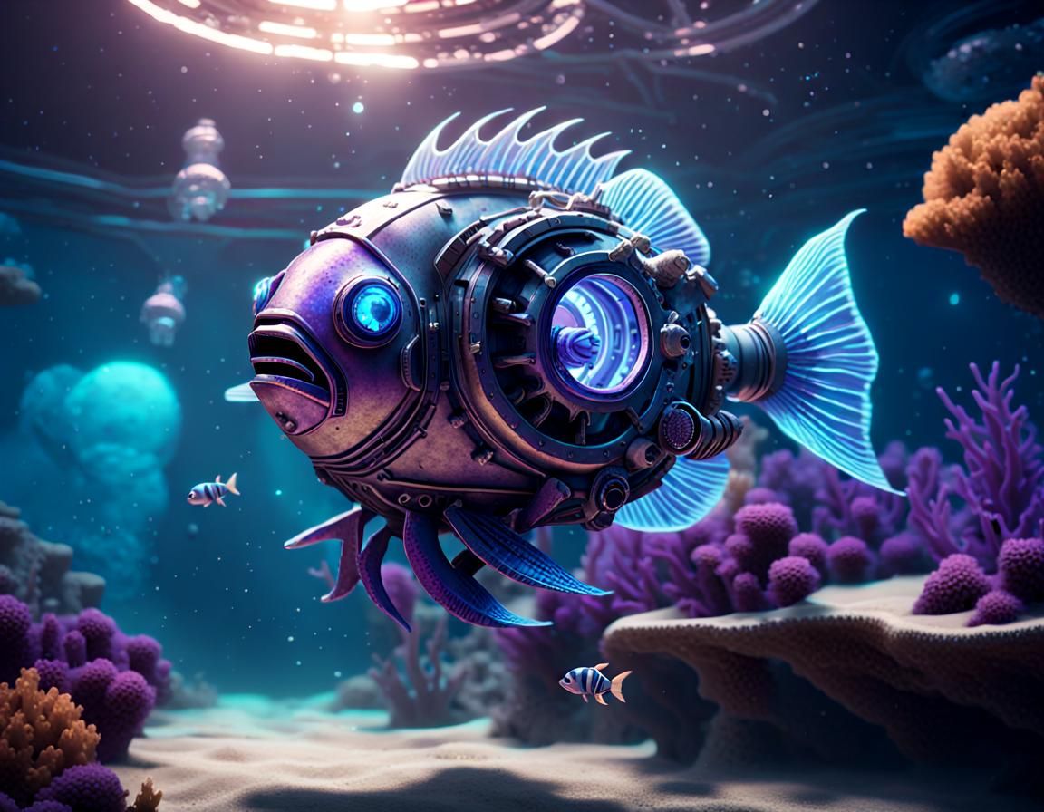 Mechanical Fish Swims Coral Reef in Space