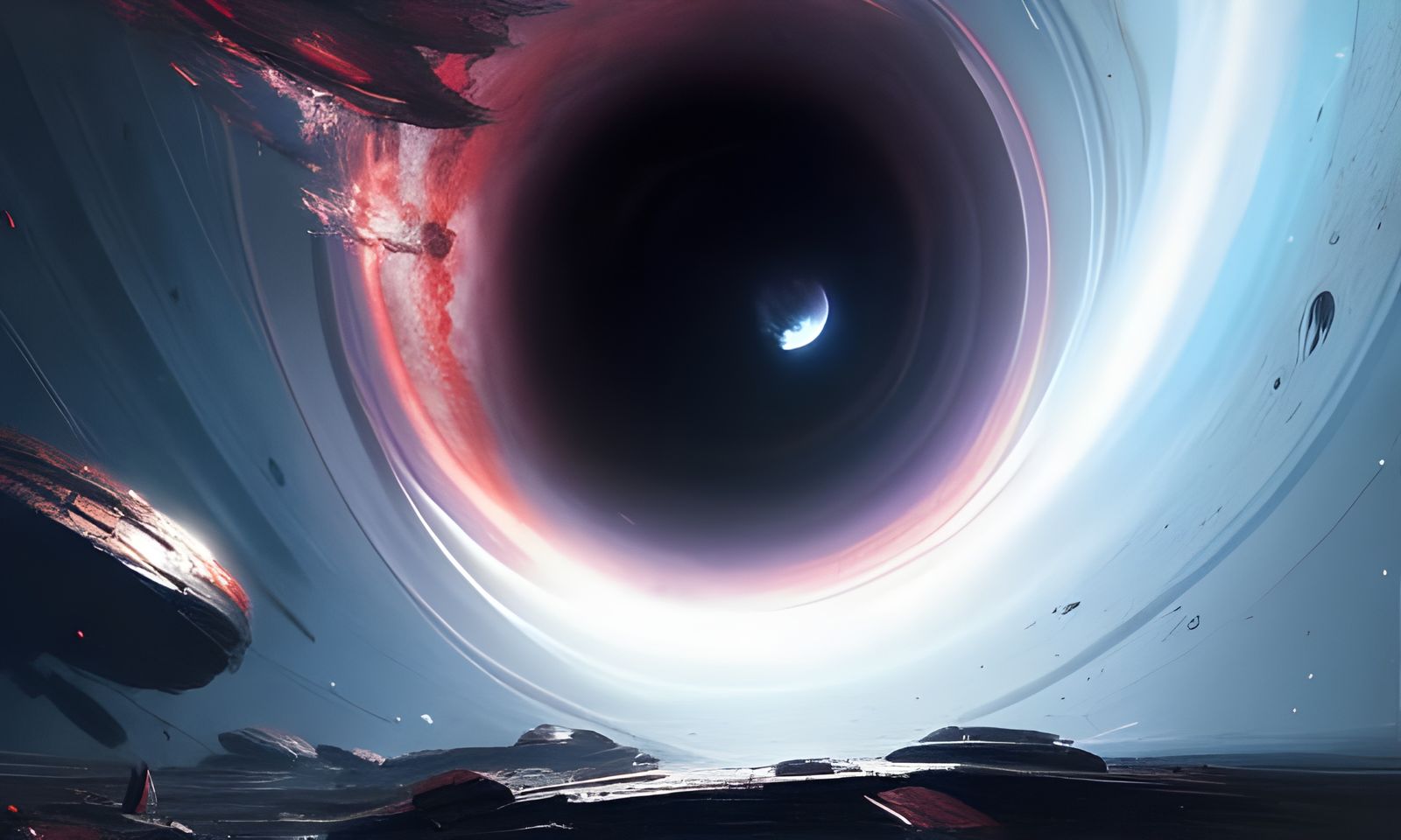 Giant Black Hole Warping Space and Time