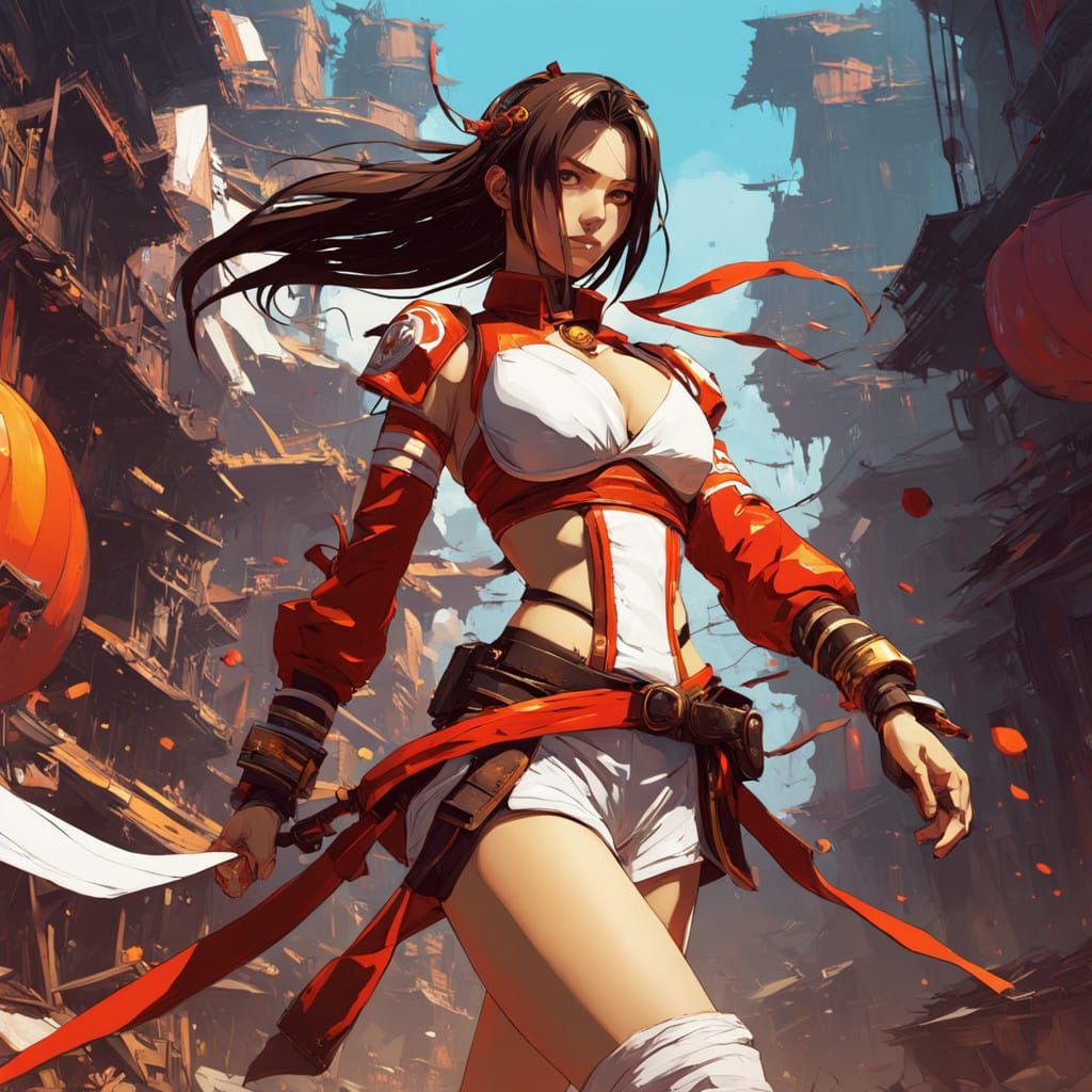 Mai Shiranui in Vibrant Ninja Attire, King of Fighters Heroi...