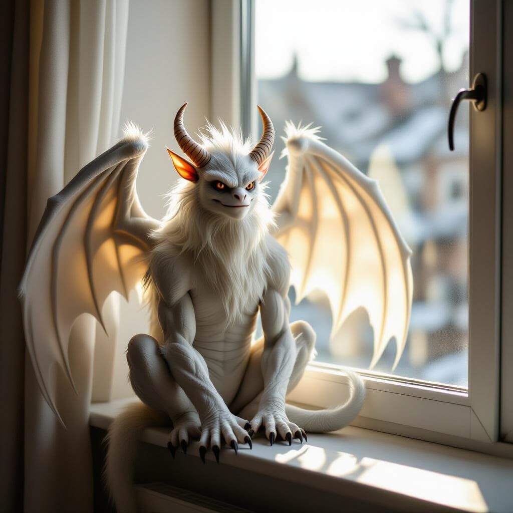 Winged White Monster in Morning Light