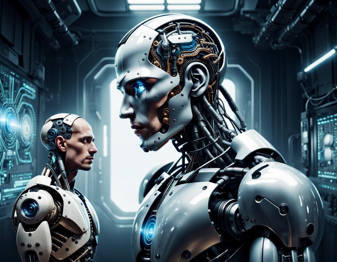 An elaborately detailed depiction of the cybernetic amalgama...