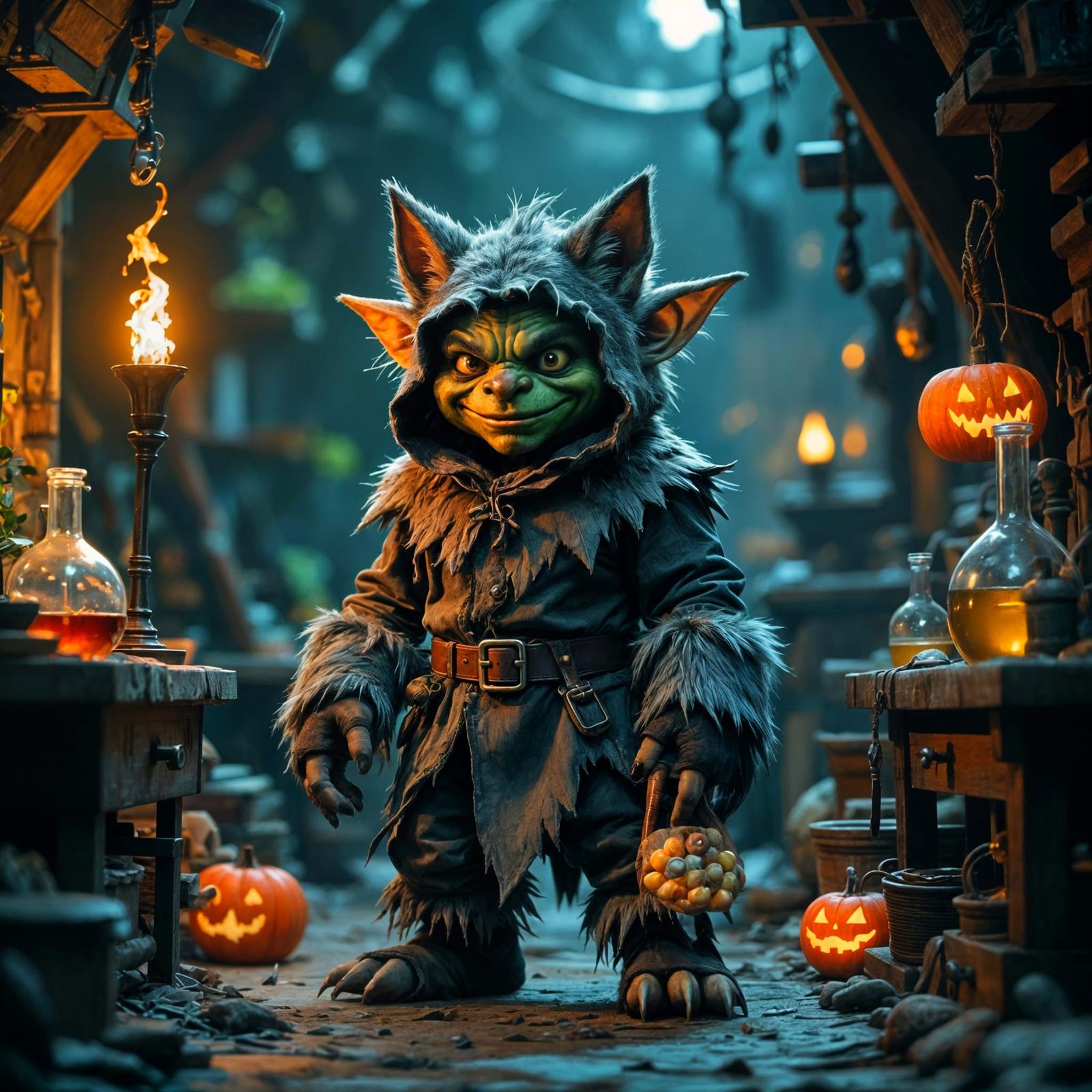 Goblin in Werewolf Costume for Halloween Fun