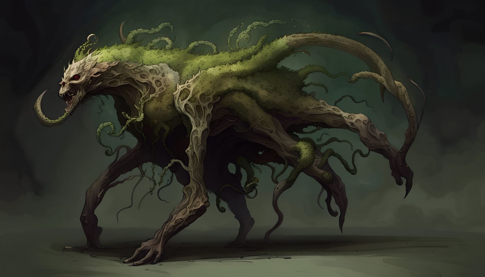 Grotesque Shadow Creature with Contorted Limbs