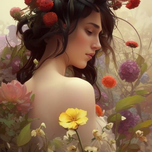 Hyperdetailed Bouquet Portrait in Digital Art Style