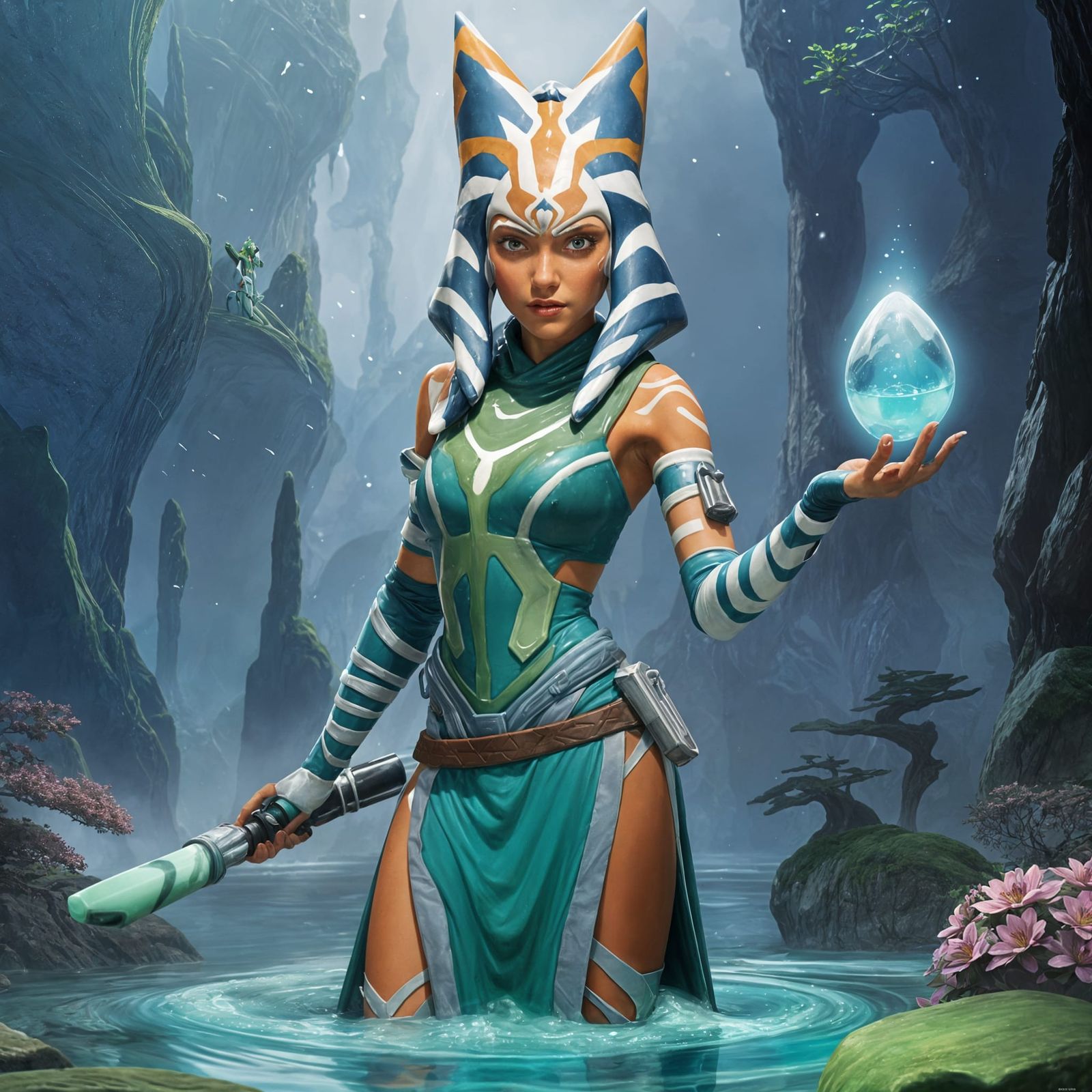 Ahsoka as a Slime Girl in Ethereal Fantasy Style