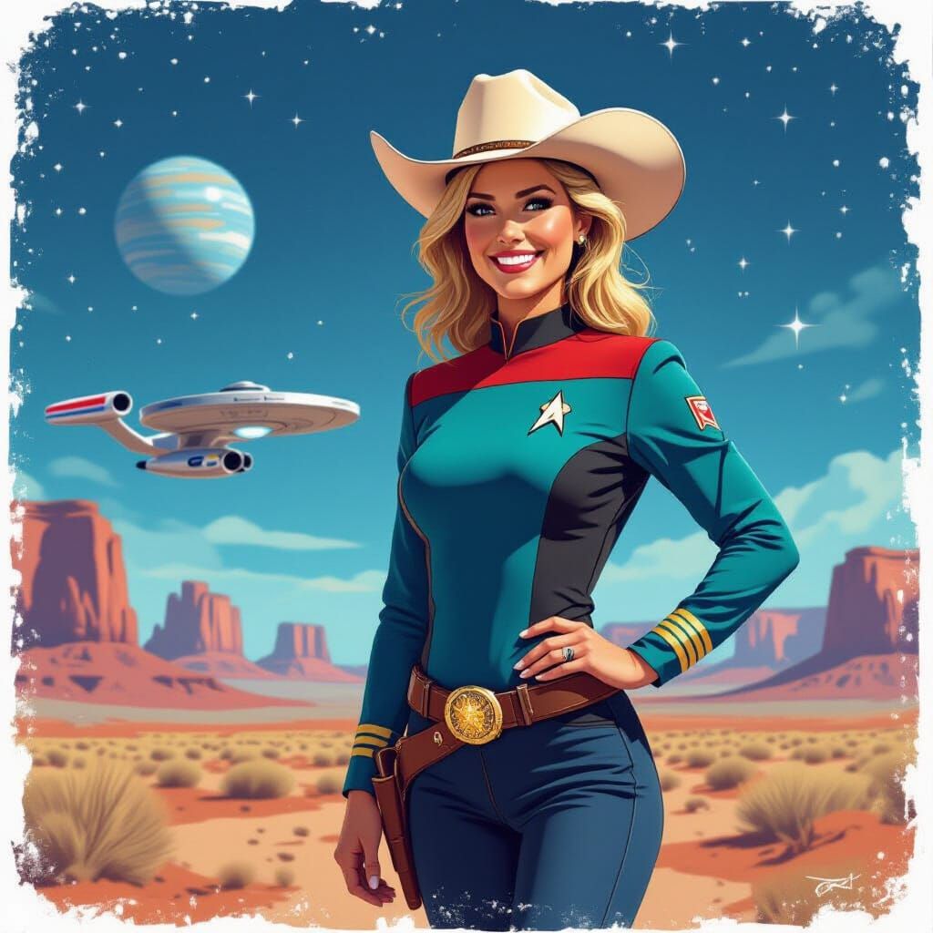 Star Trek Officer Meets Cowgirl in AI Art